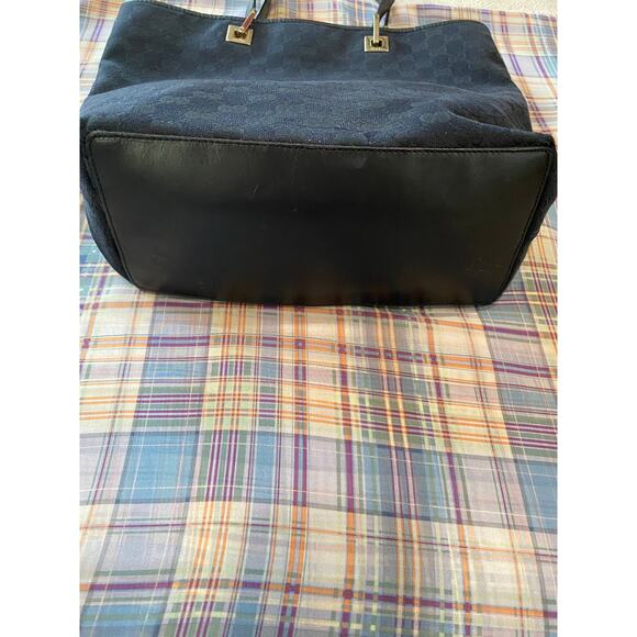 Vintage 00's Gucci Black Monogram Canvas Tote Bucket Shopping Bag - Picture 3 of 10